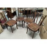 A 1930's set of 4 bentwood dining chairs