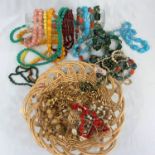 A selection of costume jewellery necklaces etc.