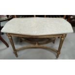 A period style gilt framed coffee table with variegated marble top