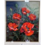 June Peel (Bradford-on-Avon): Still life of poppies, watercolour, signed and dated 1992, 52 x 42 cm,