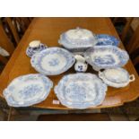 A Victorian "Asiatic Pheasant" tureen and dinnerware; other blue & white pottery