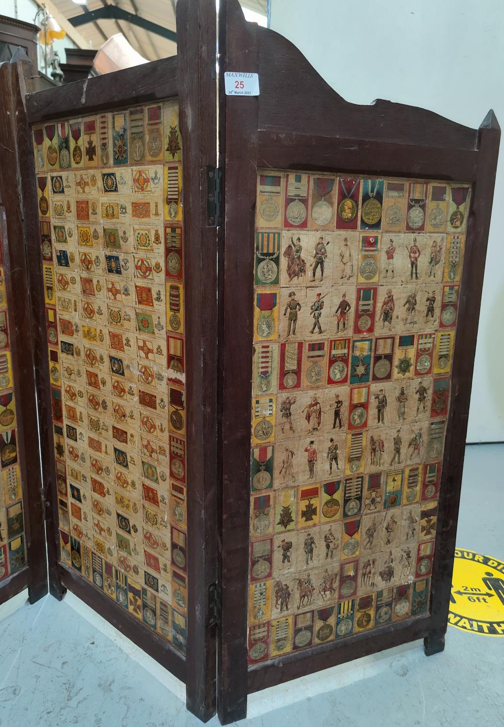 A 3-foldscreen with military cigarette card panels - Image 2 of 2