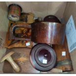 A selection of darning mushrooms; boxes; other treen