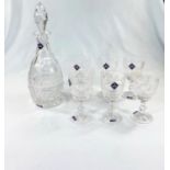 An Edinburgh Crystal Royal Highland wine decanter, and 6 wine glasses with original boxes