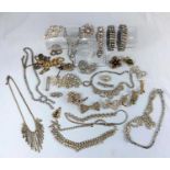 A quantity of vintage diamante/paste jewellery including brooches, necklaces etc.