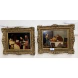 Alessandro Sani: pair of conversation pieces, monk and cavalier being served food & old woman
