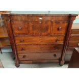 A 19th century mahogany 'Scotch' chest with 3 hat drawers and 3 drawers below, on bun feet, width
