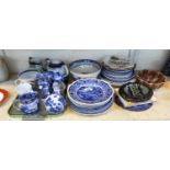 A selection various blue and white china ad other decorative iterms