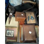 A leather knife sheath and other collectables