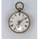 A Victorian 18ct gold pocket watch, key wound, open face, Jon Simpson of Preston Chester 1875, gross