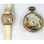 A "Jaz Electronic" pocket watch with coloured dial; a 9 carat hallmarked gold wristwatch, weight