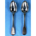 A pair of hallmarked silver fiddle pattern tablespoons London 1820 4.7oz