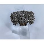 A silver and gold wire floral basket brooch set approximately 80 rose cut diamonds, c 1900, 5 gm