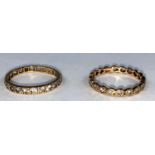 Two 9 carat rings set clear stones, 3.4 g. Both Size P