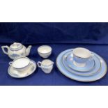 A Royal Doulton "Platinum Concord" 19 piece part tea set; a Royal Doulton blue and gilt bordered
