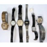A 9ct gold cased gent's Rotary wristwatch on a gilt strap and a selection of vintage wristwatches