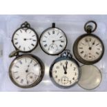 A hallmarked silver open face pocket watch and four others