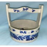 A Chinese blue & white vase in the form of an old water pail, 10 character signature, height 19 cm