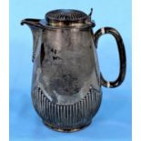 A hallmarked silver baluster coffee pot with ribbed decoration with presentation inscription and