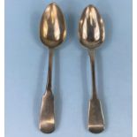 Two hallmarked silver fiddle pattern tablespoons, Edinburgh 1816 & 1821