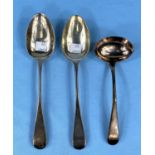 A pair of Old English pattern hallmarked silver tablespoons London 1808; an Old English pattern