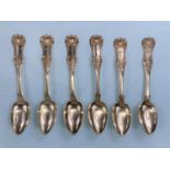 A set of six Scottish hall marked silver tea spoons with monograms, Glasgow 1851, weight 2.7oz