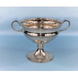 A white metal trophy cup awarded to Sibsager District Open Polo Tournament with Indian marks, Warner