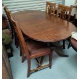 A late 19th/early 20th century set of 5 mahogany chairs, with boxwood inlay, pierced detail to the