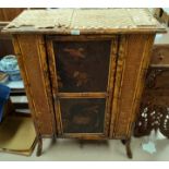 A Japanese side cabinet with single door, lacquer decoration of birds