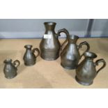 A set of 5 graduating Irish Pewter Haystack measures by Austen and Sons, Cork