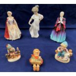 A Royal Doulton figure: Bess; a Paragon figure: Grandmama; a Nao figure; 3 Hummel figures