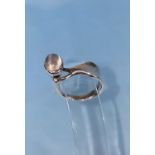 Georg Jensen, a silver ring designed by V Torun Bulow-Hube set with moonstone in raised setting with