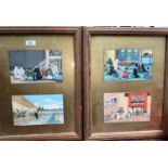 Two double framed sets of Japanese prints , an unsigned Lowry print and two others.