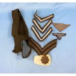 Various military cloth badges; etc.