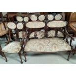 An Edwardian 5 piece drawing room suite in carved and pierced mahogany comprising 2 seater settee,