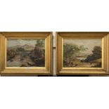 19th/20th Century: Pair of landscapes, oils on canvas, unsigned, 37 x 50 cm, framed