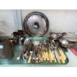 An ornate fish service; silver plate and cutlery