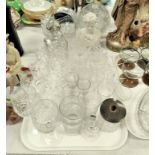 A selection of cut drinking glasses; other glassware; decorative items