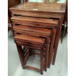 A Chinese nest of 3 hardwood occasional tables