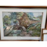 ENGLISH SCHOOL late 19th century, watercolour of a watermill in rural setting with ferns, unsigned