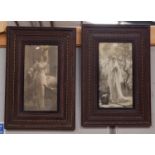 An Edwardian pair of monochrome prints: courting couple, and a bride, framed and glazed