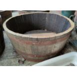 A half oak whiskey barrel diameter 71cm