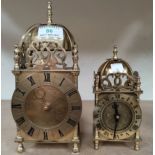 Two reproduction lantern clocks with mechanical movements, heights 25 & 17 cm