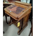 A Victorian inlaid walnut Davenport desk with correspondence box, slope front and side drawers