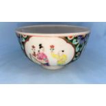 A Chinese rice bowl with various traditional scenes, diameter 11cm.
