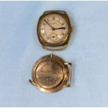A 9 carat hallmarked gold watch case, 6.9 gm; a vintage gold plated watch