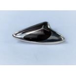 Georg Jensen, a silver brooch of abstract design by Henning Koppel, with black enamel decoration,