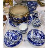 A Royal Crown Derby blue & white part tea set: 6 cups & saucers, bread & butter plate; other