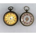 A small Swiss made key wound pocket watch trade mark 'Ivy' and another enamel dial pocket watch