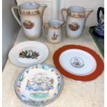 Three 'Souvenir of the Great War jugs' by Grimewade and three commemorative plates